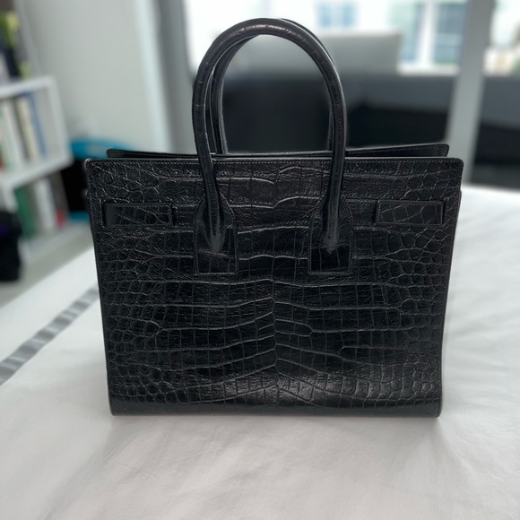 YSL SAC DE JOUR BAG BLK CROCODILE EMBOSSED LEATHER - Picture 4 of 10